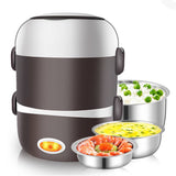 Portable Electric Heating Lunch Box Stainless Steel Food Container Thermos Office Lunch Box Food Steamer Mini Rice Cooker