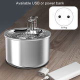 Stainless Steel Automatic Cats Fountain 2L Running Water Drinking For Cat Dog Pet Drinker Dispenser