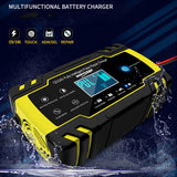 12V-24V 8A Full Automatic Car Repair Chargers Touch Screen Pulse Repair LCD Power Charging Wet Dry Lead Acid Digital LCD Display