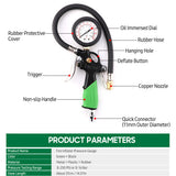 Tire Inflator Pressure Gauge 230PSI Oil Immersed Tire Air Pump with Rubber Hose&amp;Copper Nozzle Inflate/ Deflate Pressure Meter