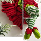 Christmas Wreath Front Door Decor Hanging Elf Leg Santa Tree Home Party Plush Garland for Wall Window 52cm TOO789