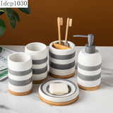 Light Luxury Bathroom Decoration Accessories Ceramic Striped Toothbrush Cup Lotion Bottle Soap Dish Household Bathroom Supplies