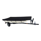 14ft Boat Cover Duty 600D Waterproof UV Resistant Compatible for Trailerable V-Hull Fishing Boat Black Parts