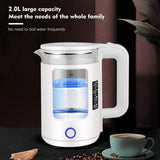 High Boron Glass Electric Tea Kettle, Water Boiler &amp; Heater, 2 L, Auto-Shut off and Boil-Dry Protection, White/Black