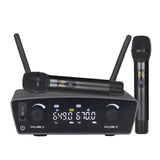 TW-300 UHF High-Fidelity Wireless One with Two Microphones One Key FM Dual Wireless Receiver LED Display-US PLUG