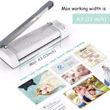 Thermal Pouch Laminator for A3/A4/A6, 2 Roller Fast Warm-up Laminating Machine with Trimmer and Corner Rounder for Home/Office