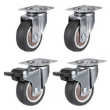 4Pack 2inch Furniture Crib Casters Cabinet Clamp with Brake Wheels Soft Rubber Swivel Caster Furniture Hardware Fittings