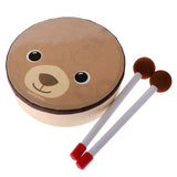 cartoon Bear Pattern Drum Musical Toy Percussion Instrument with Drum Sticks Strap for Children Kids