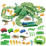 Dinosaur Toys for Kids 3-5 DIY Dinosaur Mountain Assembling Race Track Car Set for Birthday Gifts Christmas Surprises