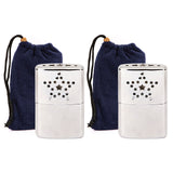 2pcs/1pc Outdoor Metal Hand Warmer with Pouch for Fishing Camping Hiking Metal Hand Warmer Petrol Reusable Pocket for Ski Winter