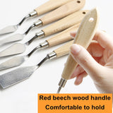 High quality stainless steel 18 pcs oil painting knife set red beech wood handle oil painting scraper painting tool art supplies