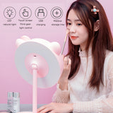 Espelho de maquiagem de gato rosa com espelhos led espelho de pé espelho de mesa de luz ajustável espelho de vaidade de tela de