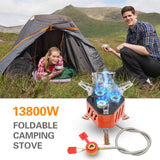 13800W 3-Core Foldable Camping Stove Outdoor Gas Stove For Outdoor Fishing Hiking Traveling