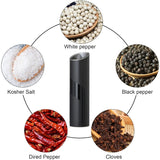 2Pack Electric Salt And Pepper Mill Set, Battery Powered Gravity Pepper Mill With Light And Switch Automatic Pepper Mill