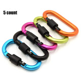 5 Pcs D-Ring Key Chain Carabiner Locking Clip Hook For Camping With Portable Tent Camping Hammock For Hiking Camping