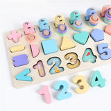 5-in-1 Wooden Number Puzzle Magnetic Logarithmic Board Shape Counting Game Montessori Toy for Kids Toddlers Preschool Education