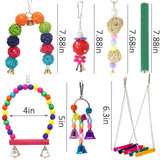 13pcs Bird Cage Toys Parrots Reliable &amp; Chewable - Swing Hanging Chewing Bite Bridge Wooden Beads Ball Bell Toys Random Color
