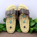 Health Care Wooden Base Acupunture Nail Health Shoes Massage Shoe Natural Stone Acupoint Fitness Slippers for men / women free