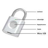 Mini Smart Fingerprint Padlock USB Recharge Waterproof Electronic Lock Keyless Anti-theft Security Door Lock Luggage Suitcase