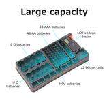 Battery Organizer Storage Case with Removable LCD Tester Various Slot Size for AAA, AA, 9V, C and D Battery