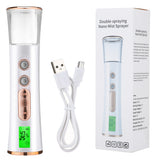 Double Spray-head Skin Analyzer Machine Nano Mist Face Sprayer Handheld Hydrating Humidifier Beauty Moisturizing Skin Tester USB