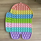 Big Size Among in Us Rainbow Pop Bubbles Fidget Toy Antistress Push Bubble Sensory Silicone Toy Simple Dimple Poppit Fidget Toys