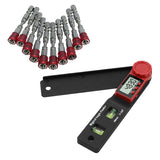 10Pcs 65mm PH2 Magnetic Phillips Screwdriver Bit Set with 2 in 1 Digital Meter Inclinometer Spirit Level Angle Ruler