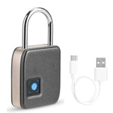 Smart Door Lock Metal Fingerprint Door Lock Padlock Stainless Steel Biometric Portable Outdoor Padlock Dustproof Waterproof Lock