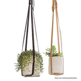 Garden Home Portable Plant Hanger Patio Faux Leather Hanging Basket Flexible Indoor Outdoor Adjustable Length Wall Decoration