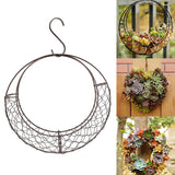 Wreath Frame Succulent Plant Festival Hanging Basket Party Flower Home Decorative Moon Shape Holder Cafe Wedding Iron Wire