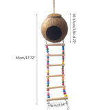 Coconut Bird Nest Hut with Ladder for Parrots Parakeets Conures Cockatiels Small Animals House Pet Cage Habitats Decor