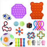 23pcs Push Bubble Fidget Toys Soft Anti-Stress Sensory Fidget Toys Decompression Toy Kit Finger Hand Toy Set Suitable For Kids