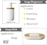Bathroom Accessories Set - 4-Piece Bathroom Gift Set with Soap Dispenser, Glass, Soap Dish, Home Toothbrush Holder (White)