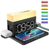 Wireless Charging 6 in 1 Desk Lamp Digital Alarm Clock Night Light for Apple Watch Airpods Iphone XS XR 11 12 13 Pro Samsung S22