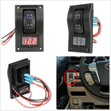 12-24V LED Dual Battery Test Panel Rocker Switch Car Truck Marine Boat Voltmeter 4P ON-OFF-ON