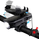 Multifunctional Bike Lights Set Lights with Phone Holder 4 in 1 Front Bike Light Bike Headlight Waterproof Adjustable