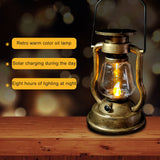 Retro Horse Lantern Rechargeable Solar Battery Camping Light Outdoor LED Candle Flame Warm Lighting Tent Garden Decoration