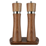 6Inch Wooden Pepper Grinder Set With Wood Holder Manual Salt And Pepper Mills Spice Shaker Grinder Kitchen BBQ Tool