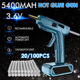 5400MAh Cordless Hot Glue Gun Rechargeable Lithium Battery Wireless Repair Tool DIY Hot Glue Gun with 20/100pc Glue Sticks