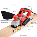 220V 1800W Electric Planer Portable Desktop Woodworking Planing Machine Sander Power Tool W/ Dust bag With Flip shelf