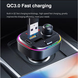 Car Radio Bluetooth 5.0 Adapter FM Transmitter Music Player Hands Free Kit QC3.0 with Dual USB C Charger