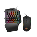 HXSJ J50 Ergonomic Keyboard  Mouse Combo Colorful Backlight One Handed Wired Gaming Keyboards 5500DPI PC Gamer Set For CS PUBG