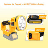 For Dewalt Battery Pack 12W 14.4-20V Flashlight Handheld LED Work Light Lithium Batteries Spotlight USB Outdoor Lamp
