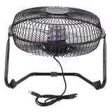 HAEGER-Black Solar Panel Powered +USB 5W metal Fan 8Inch Cooling Ventilation Car Cooling Fan for Outdoor Traveling Fishing Home