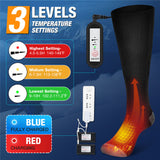 1 Pair Heated Socks with Powerbank Electric Foot Thermal Long Tube Sock Winter Warmer for Outdoor Sports Ski Foot Keep Warm Sock