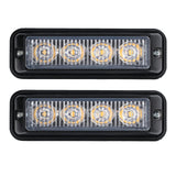 2pcs/lot Amber 4 LED Car Warning Light Flashing Lamp Emergency Beacon Light Bar Hazard Strobe Light Waterproof Light 12V~24V