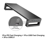 USB3.0 Wireless Charging Monitor Holder Riser Support Data Transfer and Charging Steel Desktop Organizer Lapdesk Monitor Stand