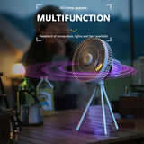 Tripod Air Cooling Fan Rechargeable Portable Cooler Fan 3 Gear Adjustable Low Noise Home Appliances for Summer Picnic BBQ