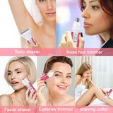 Protable 5in1 Electric Hair Remover Epilator Wet&amp;Dry Lady Shaver Nose Hair Trimmer Eyebrow Leg Armpit Bikini Trimmer Women Razor