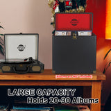 Portable Record Storage Box for 30 Vinyl Albums 7/ 10/ 12 Inch Records Carrying Case CD Disc Storage Holder